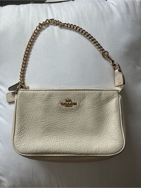 Coach Nolita 19 Cream Leather Shoulder Bag with Gold Chain Strap